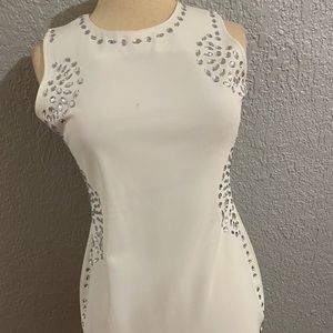 White beaded skin tight dress. Worn once.